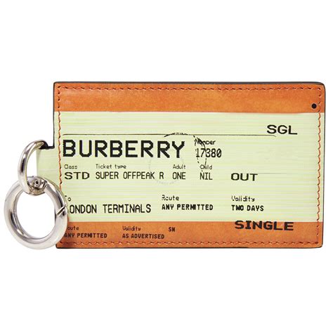 Burberry Train Ticket Print Leather Keyring 